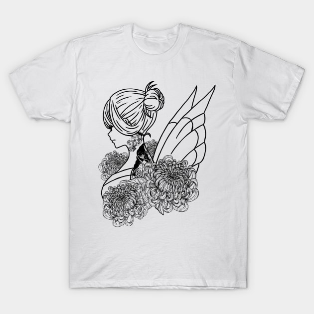 Fairycore Aesthetic Fairy Anime Girl Tattooed T-Shirt by Alex21